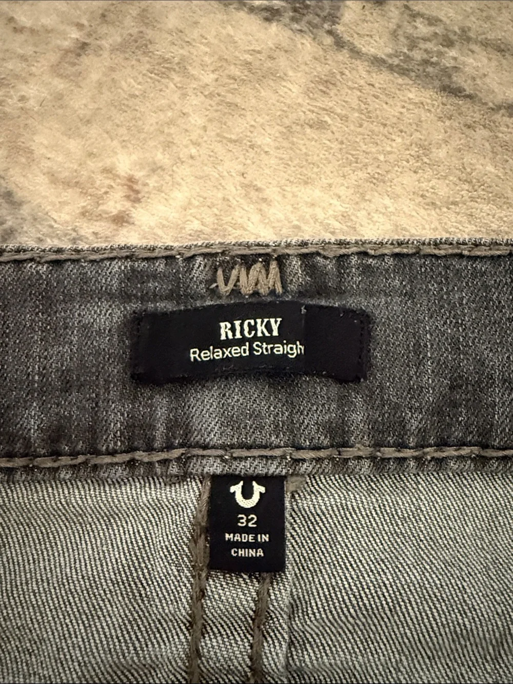 True Religion Men's Gray Washed Straight Jeans